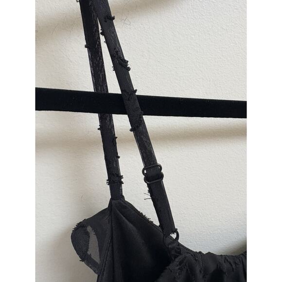 BCX Juniors Black Ruffle Floral Midi Dress XXS Spaghetti Strap Fairy Goth Core - Picture 7 of 7